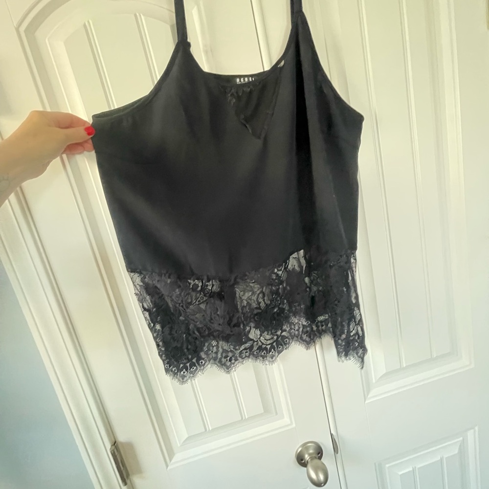 Rebels Navy Lace Spaghetti Strap Top 1X